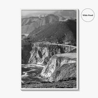 Big Sur Black and White Fine Art Photo Print, Bixby Bridge, Highway 1 Poster