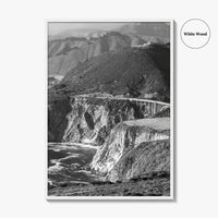 Big Sur Black and White Fine Art Photo Print, Bixby Bridge, Highway 1 Poster