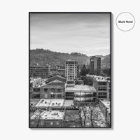 Asheville Skyline Black and White Fine Art Photo Print, Poster, North Carolina USA