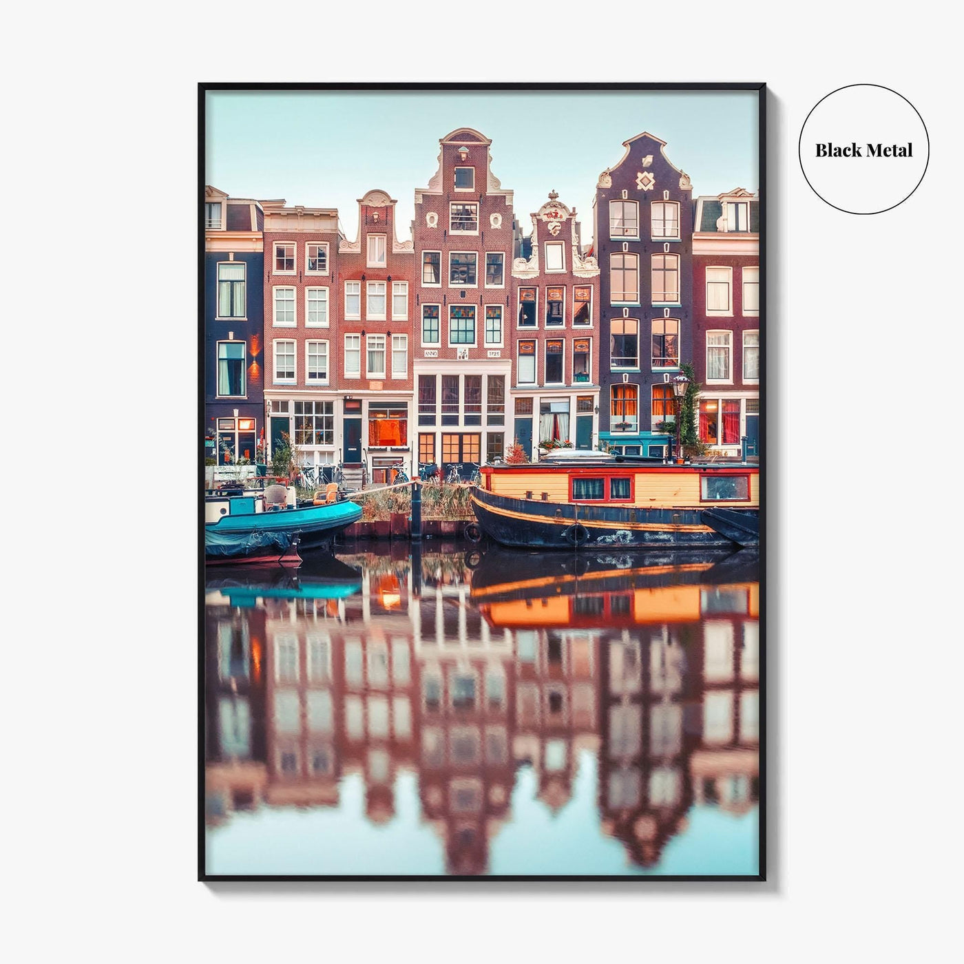 Amsterdam Fine Art Photo Print, Singel Canal, Netherlands Dutch Houses Houseboats Poster