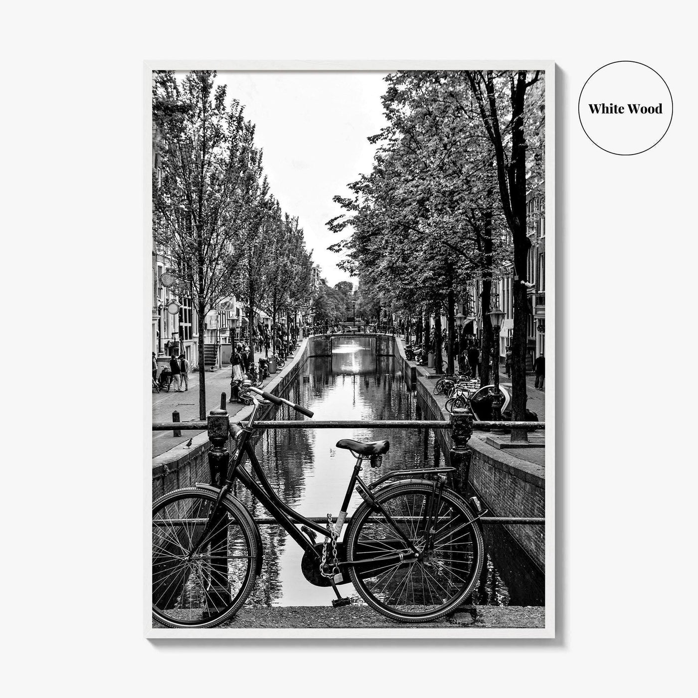 Amsterdam Black and White Fine Art Photo Print, Netherlands Wall Poster, Canal Bicycle Bridge