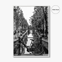 Amsterdam Black and White Fine Art Photo Print, Netherlands Wall Poster, Canal Bicycle Bridge