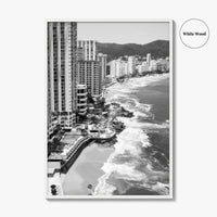 Acapulco Black and White Fine Art Photo Print, Bay Beach Ocean, Guerrero Mexico Poster
