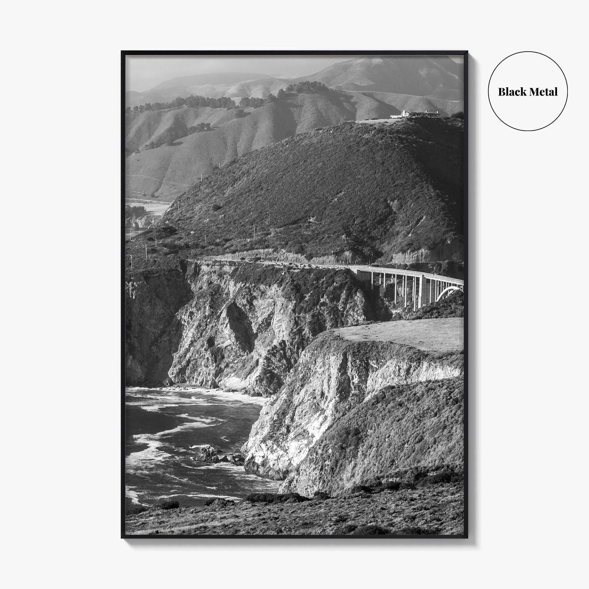 Big Sur Black and White Fine Art Photo Print, Bixby Bridge, Highway 1 Poster