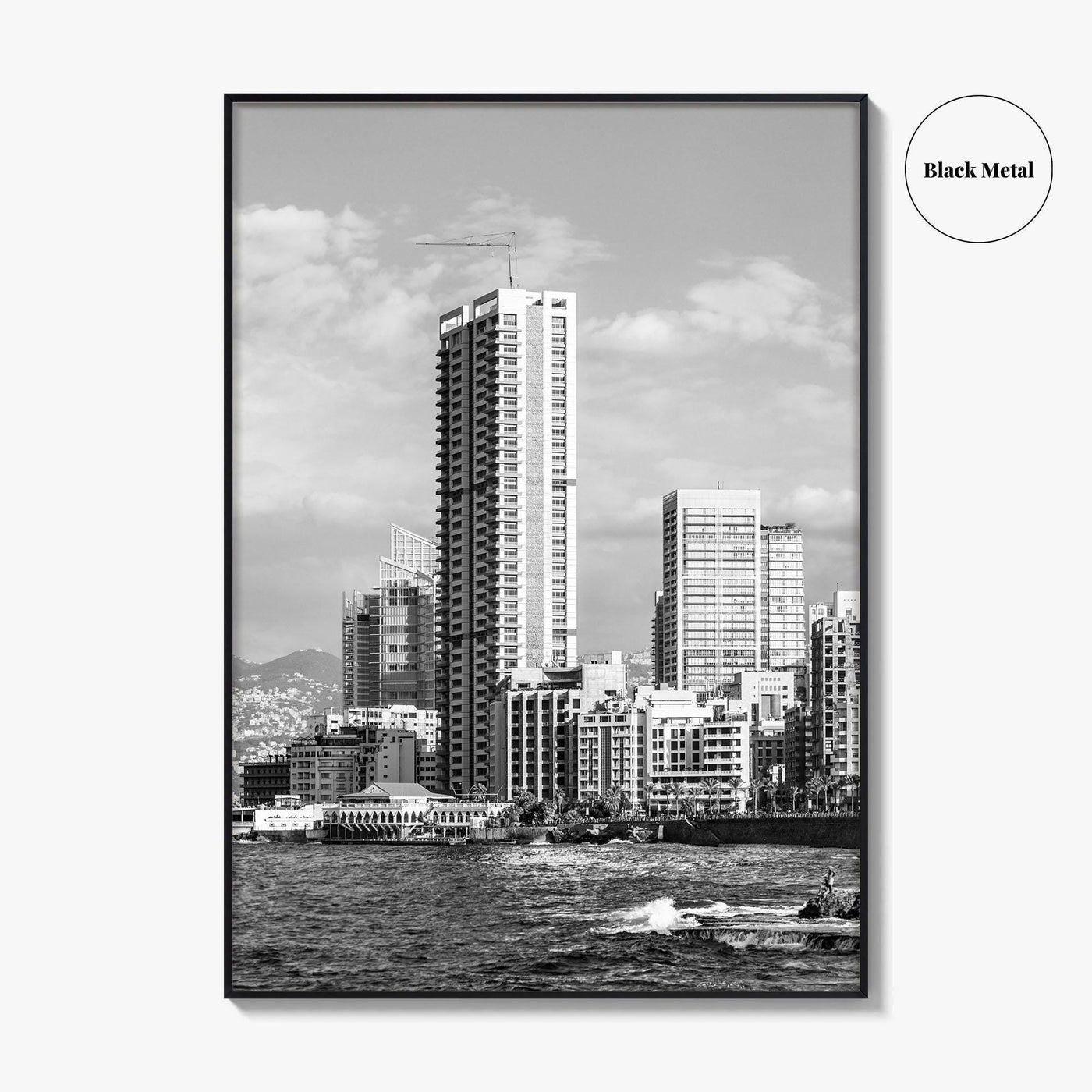 Beirut Black and White Fine Art Photo Print, The Corniche, Lebanon Wall Decor Poster