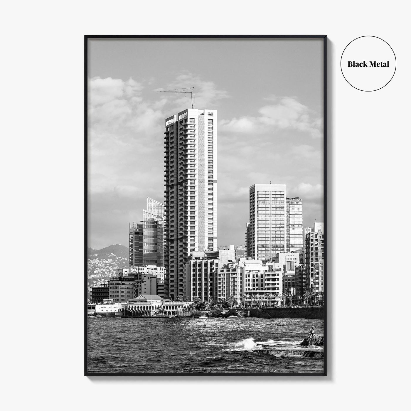 Beirut Black and White Fine Art Photo Print, The Corniche, Lebanon Wall Decor Poster
