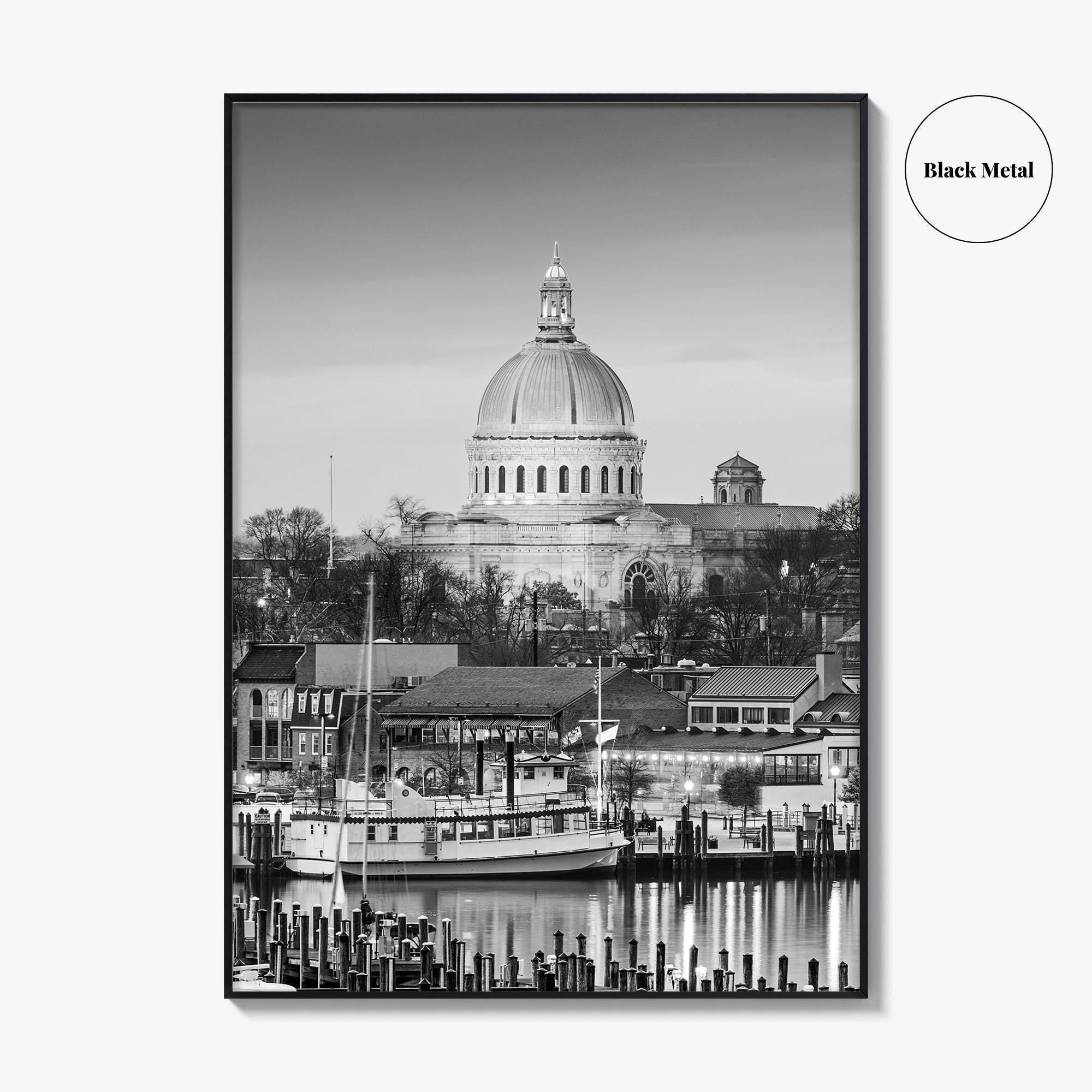 Annapolis Skyline Black and White Fine Art Photo Print, Maryland, Chesapeake Bay Poster