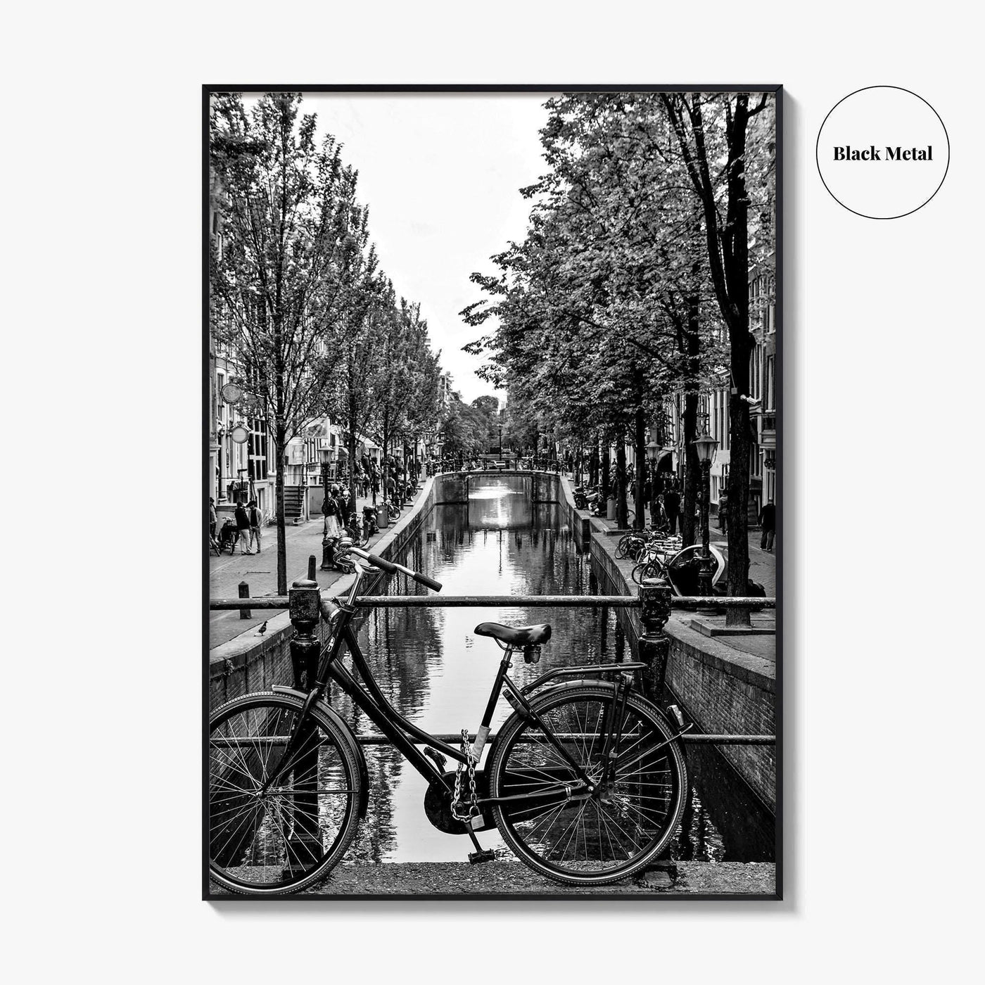 Amsterdam Black and White Fine Art Photo Print, Netherlands Wall Poster, Canal Bicycle Bridge