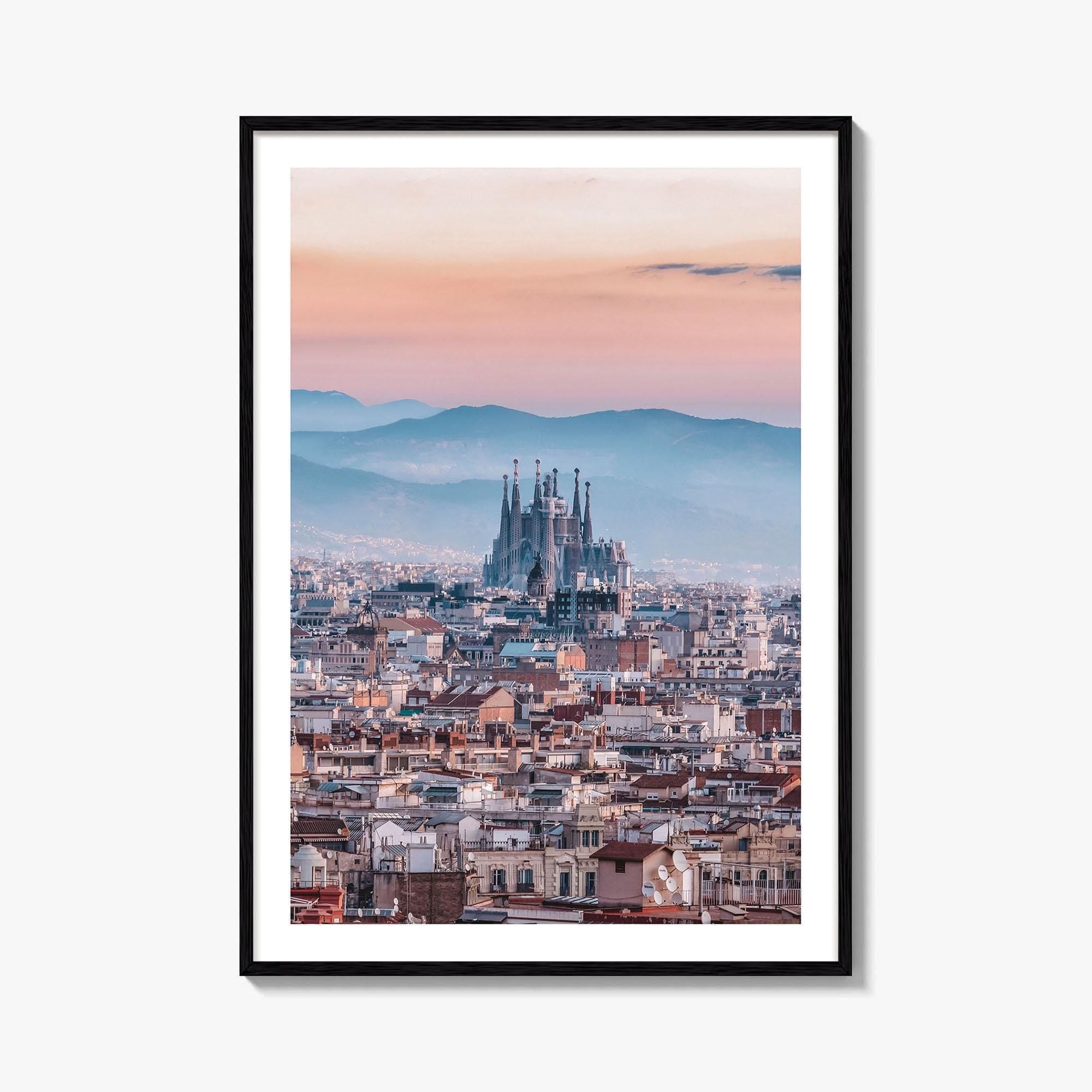 Barcelona Skyline Fine Art Photo Print, Sagrada Familia, Catalonia Spain Wall Decor Poster