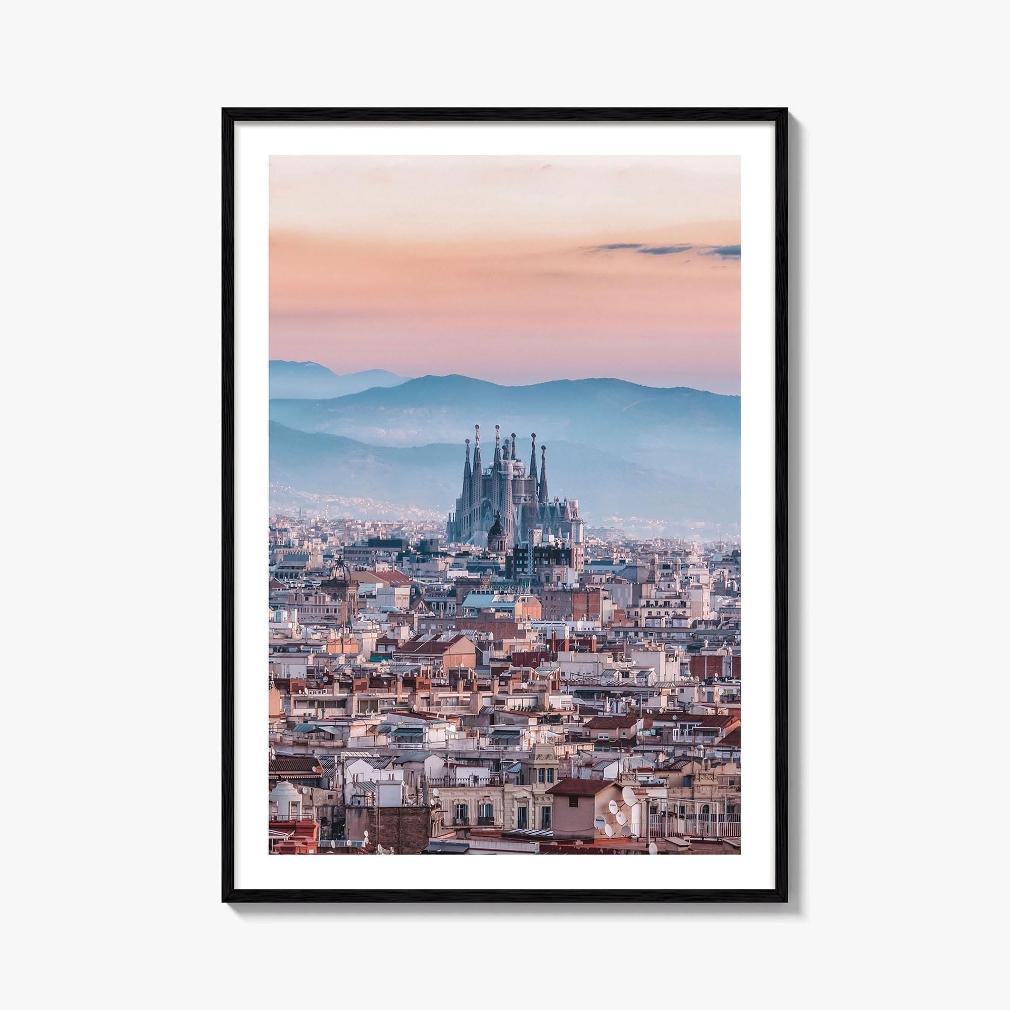 Barcelona Skyline Fine Art Photo Print, Sagrada Familia, Catalonia Spain Wall Decor Poster