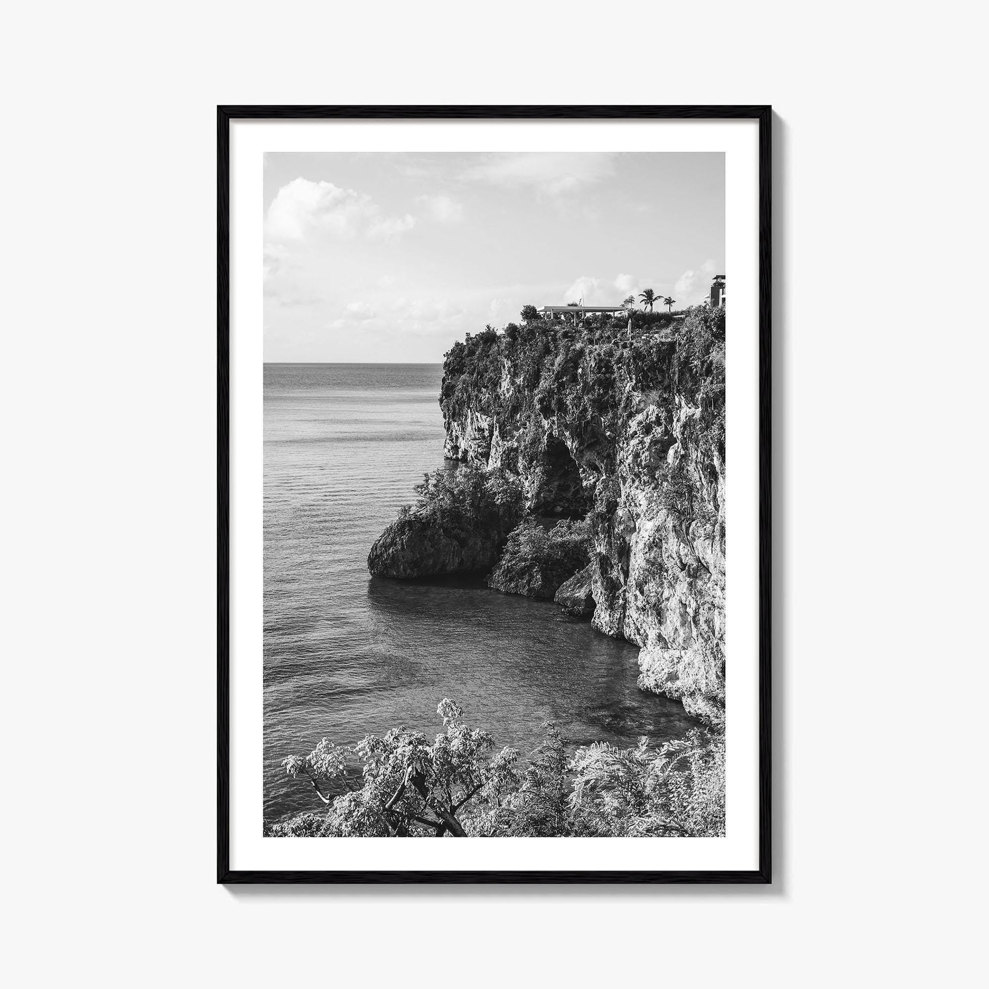 Anguilla Black and White Fine Art Photo Print, Caribbean Coastline Cliffs, Bahamas Poster