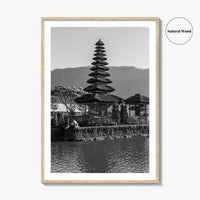 Bali Black and White Fine Art Photo Print, Ulun Danu Temple, Lake Beratan Poster