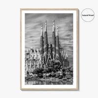 Barcelona Black and White Fine Art Photo Print, Sagrada Familia Gaudi Spain Poster