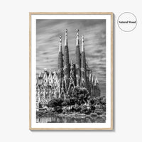 Barcelona Black and White Fine Art Photo Print, Sagrada Familia Gaudi Spain Poster