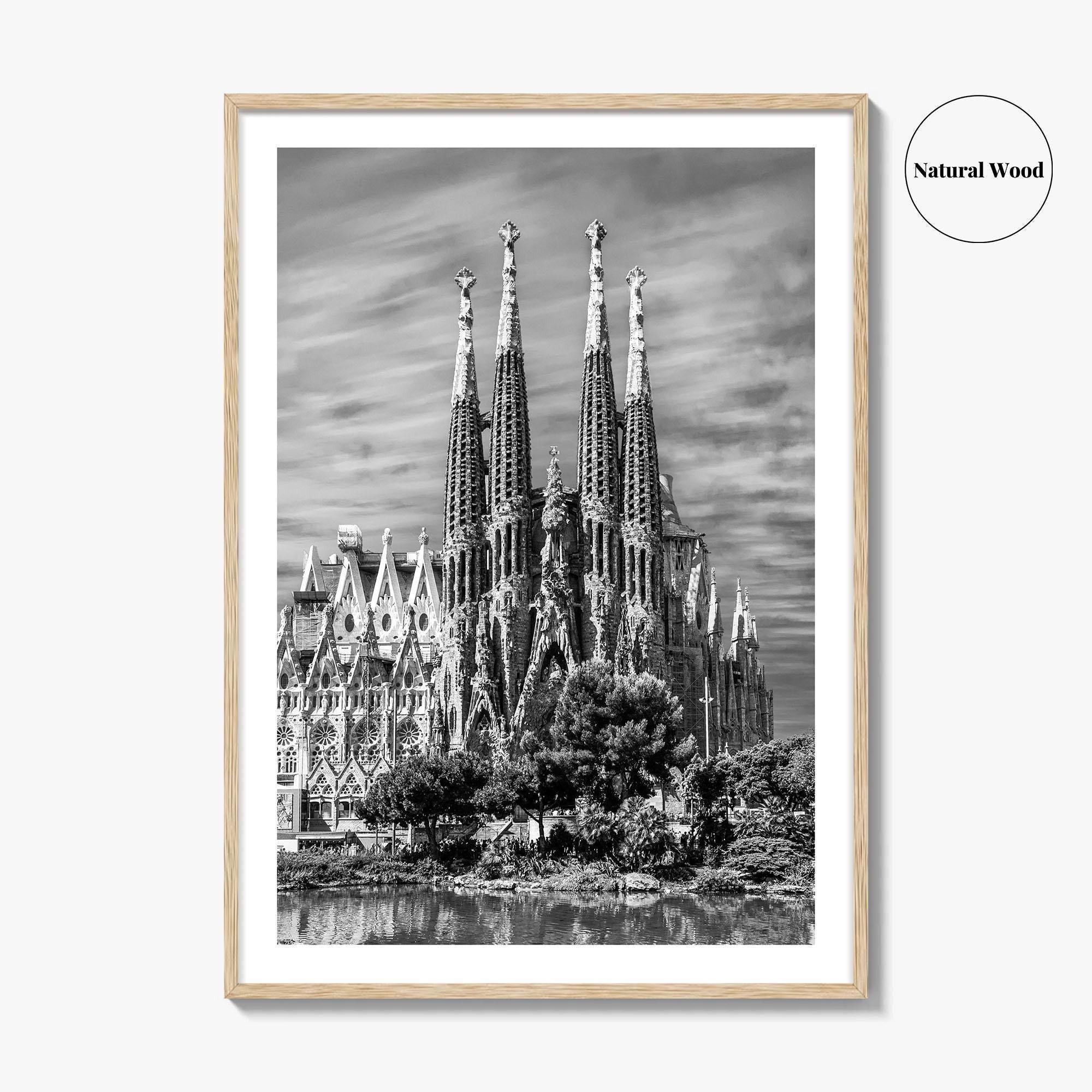 Barcelona Black and White Fine Art Photo Print, Sagrada Familia Gaudi Spain Poster