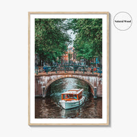 Amsterdam Fine Art Photo Print, Canal Bridge Boat, Netherlands Wall Poster