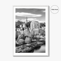 Augusta Skyline Black and White Fine Art Photo Print, Maine USA, Wall Decor Poster
