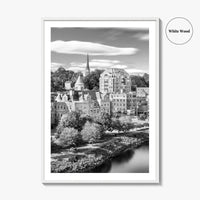 Augusta Skyline Black and White Fine Art Photo Print, Maine USA, Wall Decor Poster