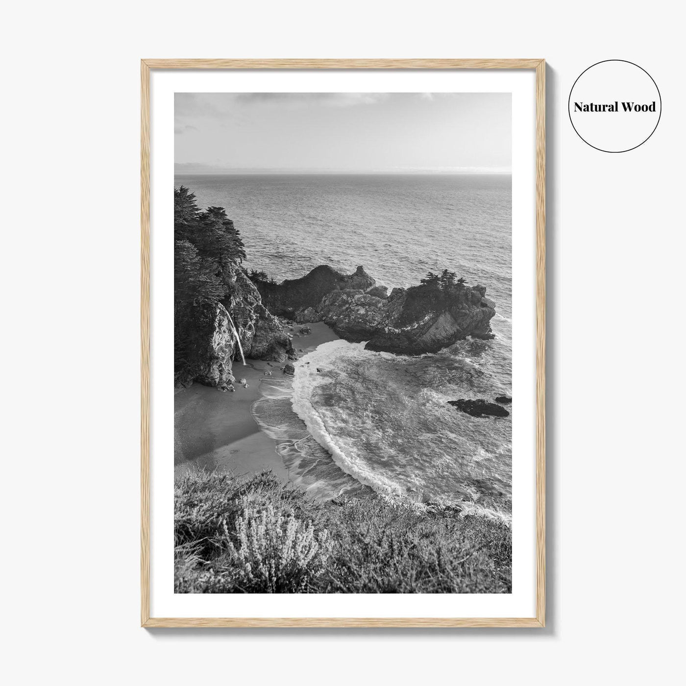 Big Sur Black and White Fine Art Photo Print, McWay Falls California Poster