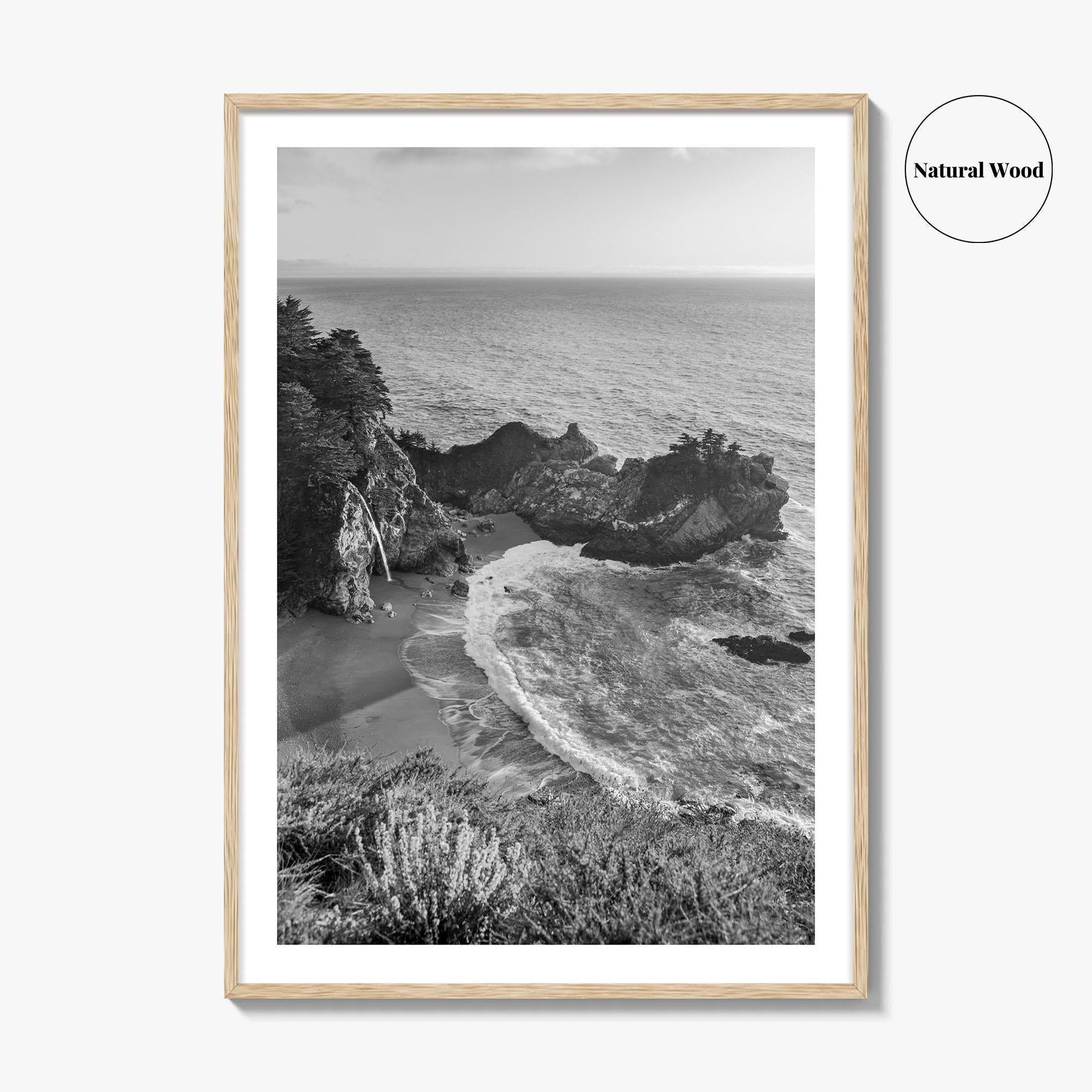 Big Sur Black and White Fine Art Photo Print, McWay Falls California Poster