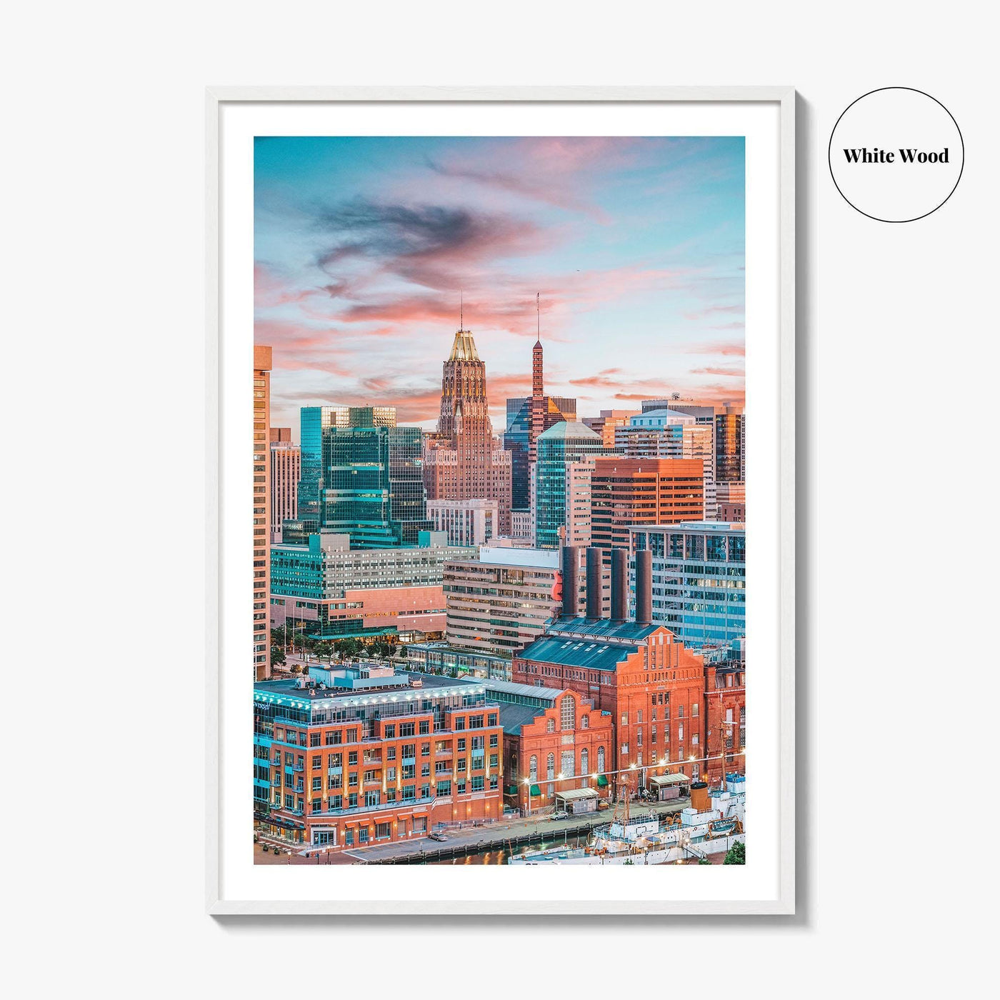 Baltimore Skyline Fine Art Photo Print, Inner Harbor, Maryland Wall Decor Poster, USA
