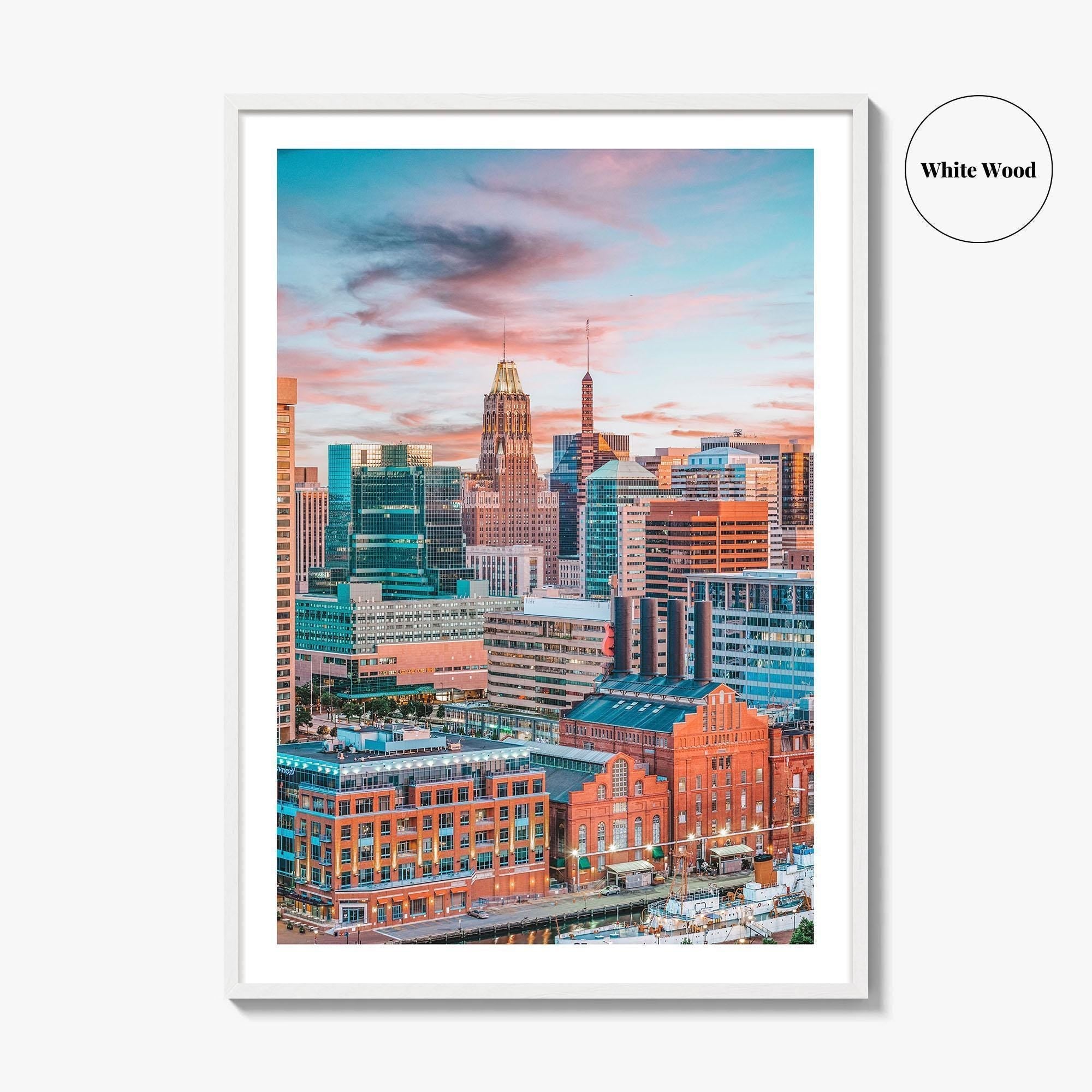 Baltimore Skyline Fine Art Photo Print, Inner Harbor, Maryland Wall Decor Poster, USA