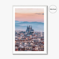 Barcelona Skyline Fine Art Photo Print, Sagrada Familia, Catalonia Spain Wall Decor Poster