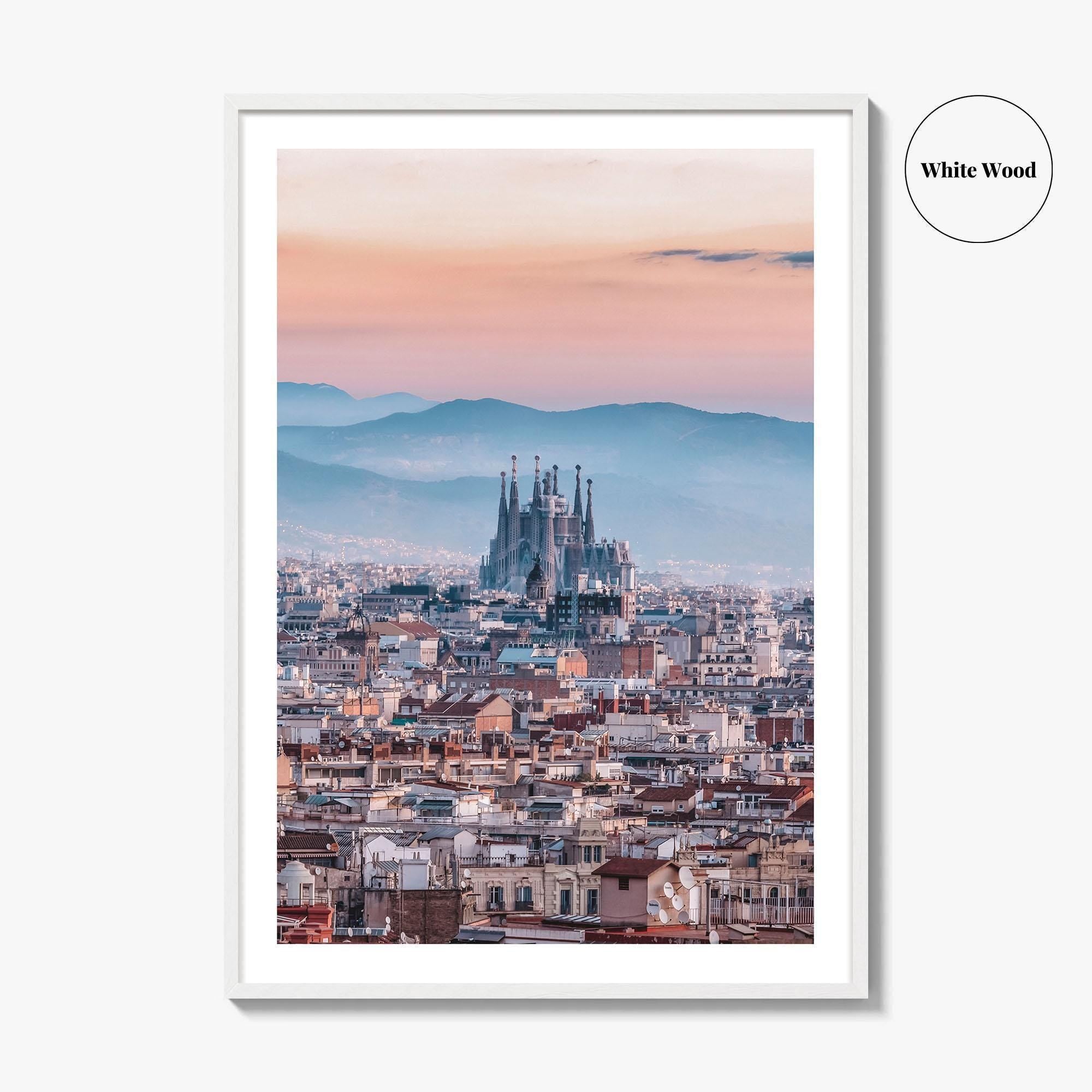 Barcelona Skyline Fine Art Photo Print, Sagrada Familia, Catalonia Spain Wall Decor Poster