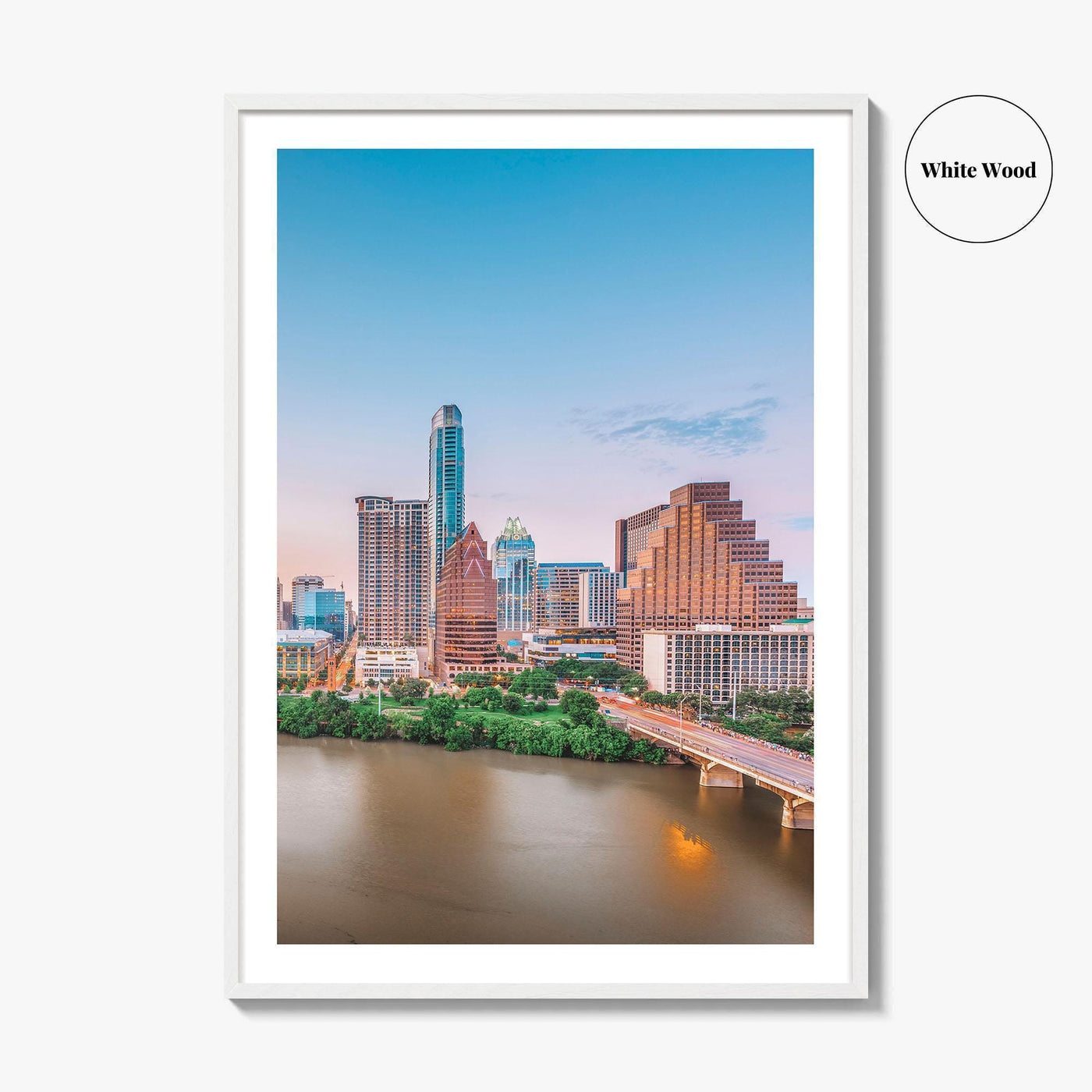 Austin Skyline Fine Art Photo Print, Texas Poster, Colorado River, ATX