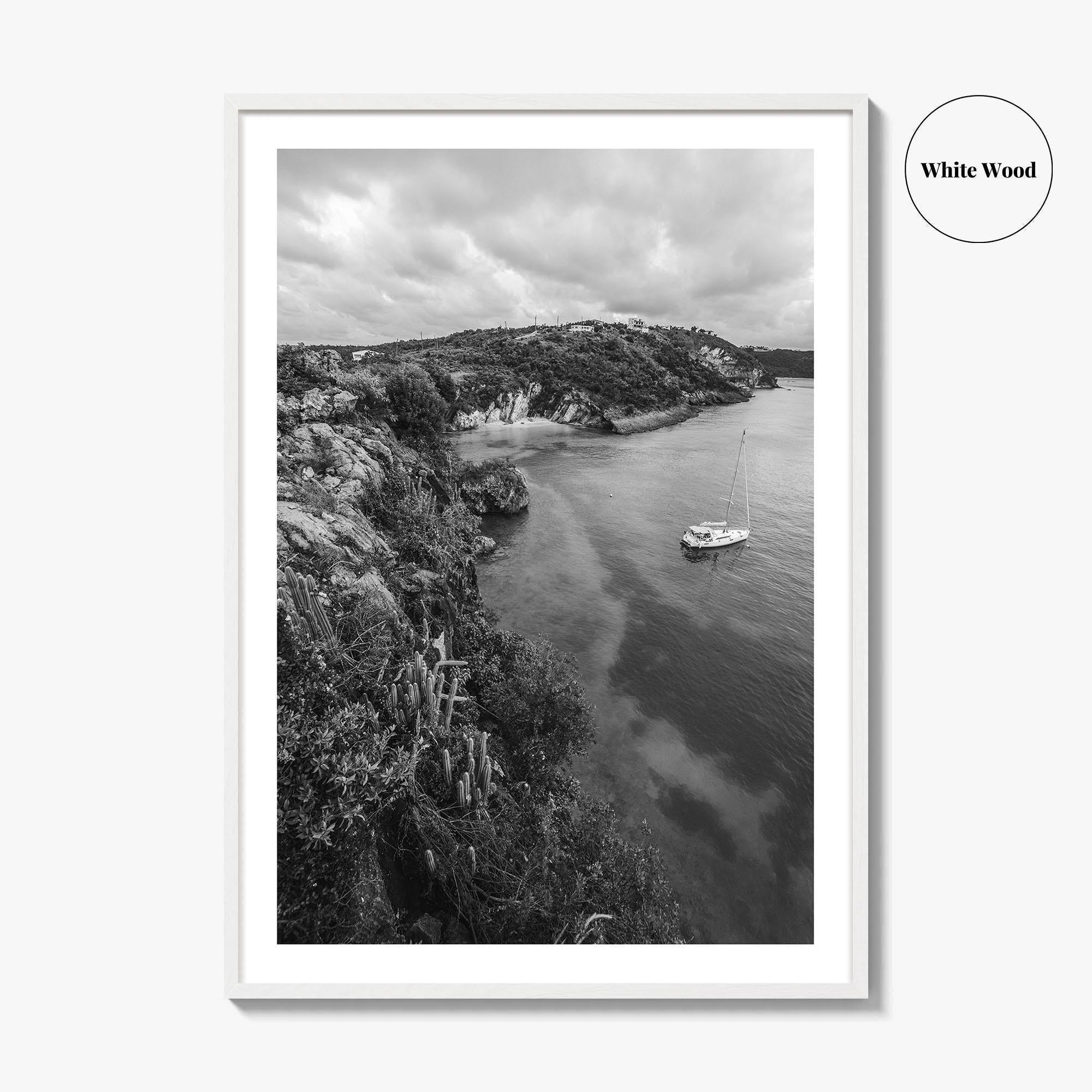 Anguilla Black and White Fine Art Photo Print, Caribbean Island Cliffs, Caribbean Poster