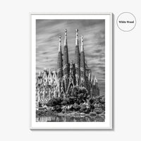 Barcelona Black and White Fine Art Photo Print, Sagrada Familia Gaudi Spain Poster