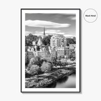 Augusta Skyline Black and White Fine Art Photo Print, Maine USA, Wall Decor Poster
