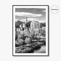 Augusta Skyline Black and White Fine Art Photo Print, Maine USA, Wall Decor Poster