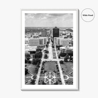 Baton Rouge Skyline Black and White Fine Art Photo Print, Aerial, Louisiana Poster, USA