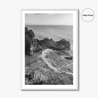 Big Sur Black and White Fine Art Photo Print, McWay Falls California Poster