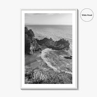 Big Sur Black and White Fine Art Photo Print, McWay Falls California Poster