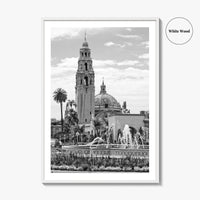 Balboa Park Black and White Fine Art Photo Print, San Diego Fountain, California Poster