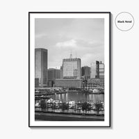 Baltimore Skyline Black and White Fine Art Photo Print, Inner Harbor Maryland Poster