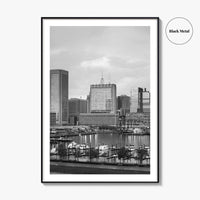 Baltimore Skyline Black and White Fine Art Photo Print, Inner Harbor Maryland Poster
