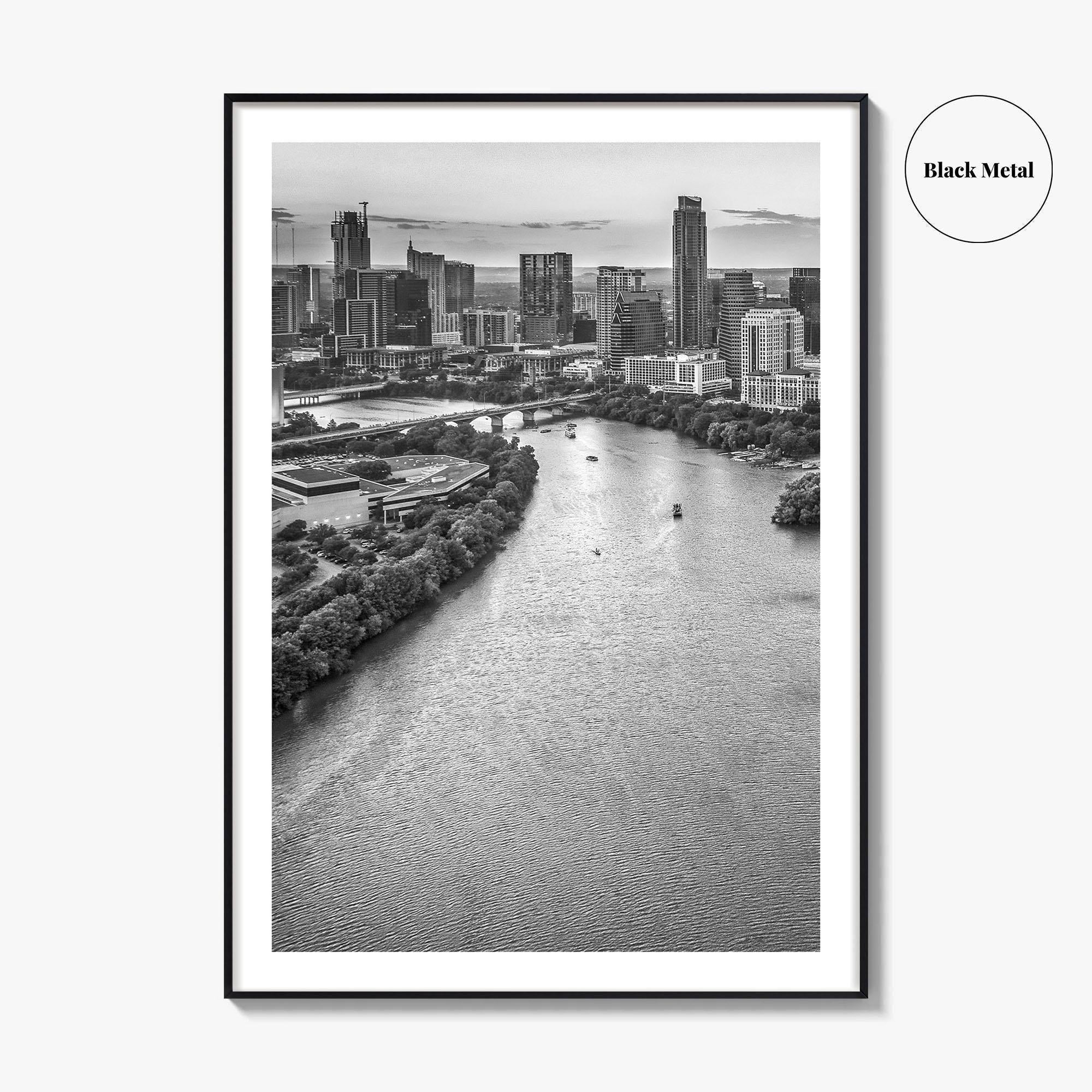 Austin Skyline Black and White Fine Art Photo Print, Texas, USA Poster, Wall Decor