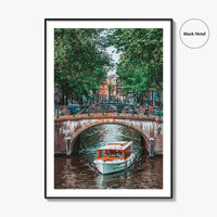 Amsterdam Fine Art Photo Print, Canal Bridge Boat, Netherlands Wall Poster