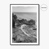 Big Sur Black and White Fine Art Photo Print, McWay Falls California Poster