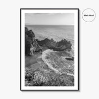 Big Sur Black and White Fine Art Photo Print, McWay Falls California Poster