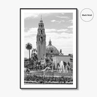 Balboa Park Black and White Fine Art Photo Print, San Diego Fountain, California Poster
