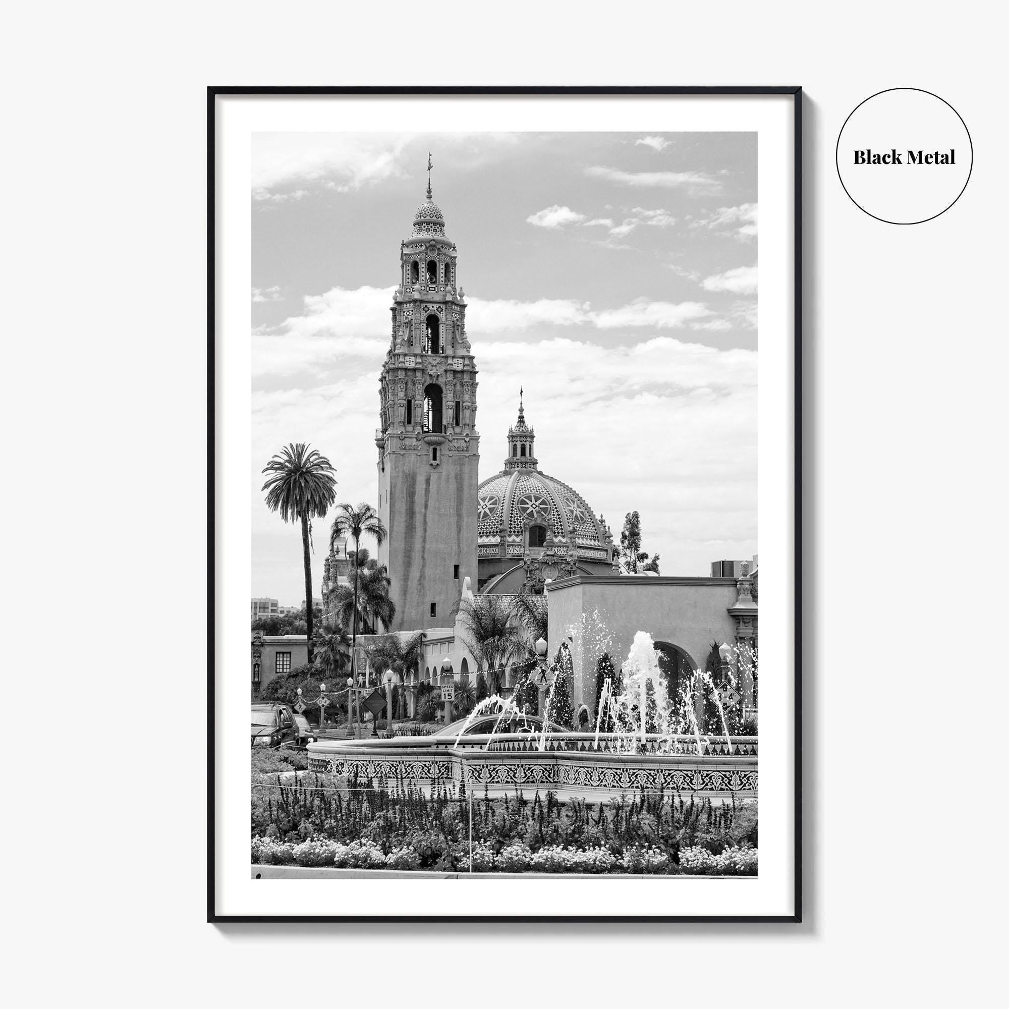 Balboa Park Black and White Fine Art Photo Print, San Diego Fountain, California Poster