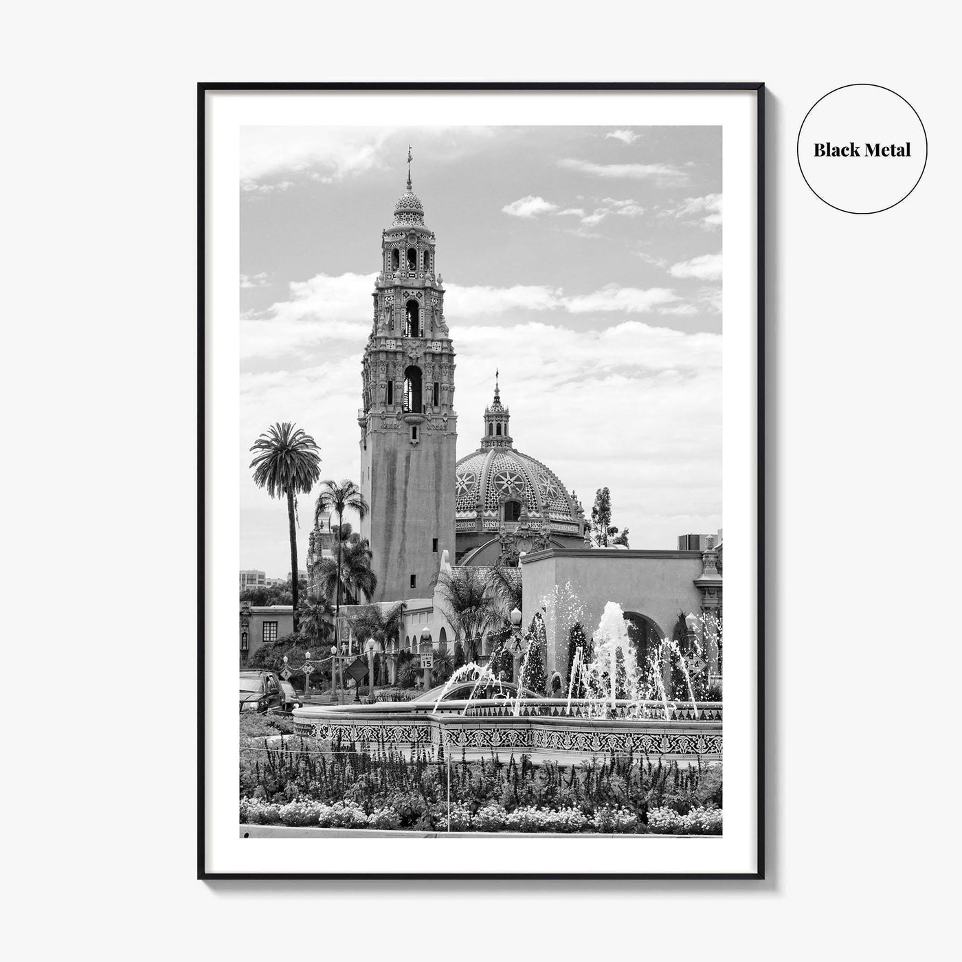 Balboa Park Black and White Fine Art Photo Print, San Diego Fountain, California Poster