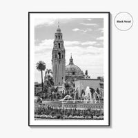 Balboa Park Black and White Fine Art Photo Print, San Diego Fountain, California Poster