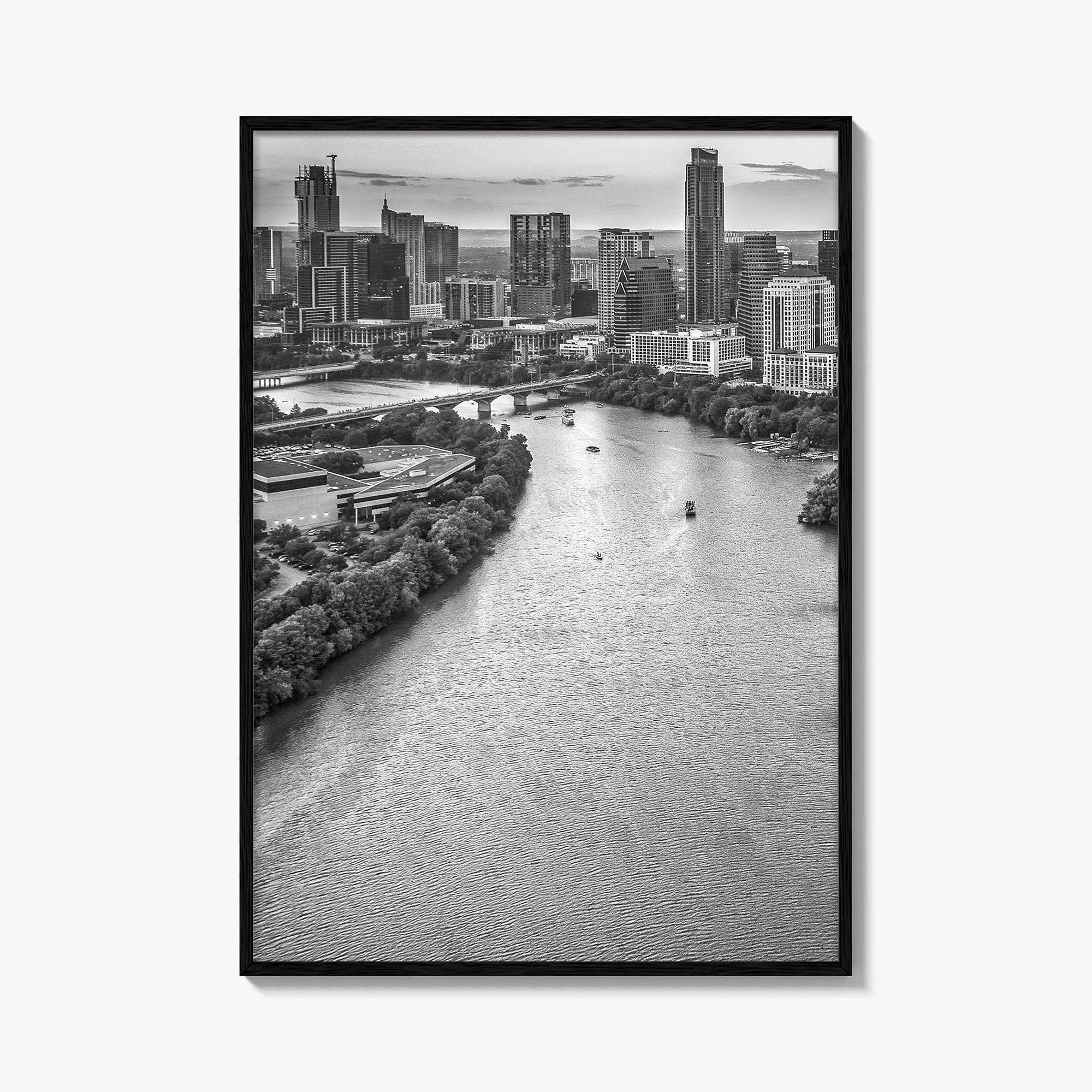 Austin Skyline Black and White Fine Art Photo Print, Texas, USA Poster, Wall Decor