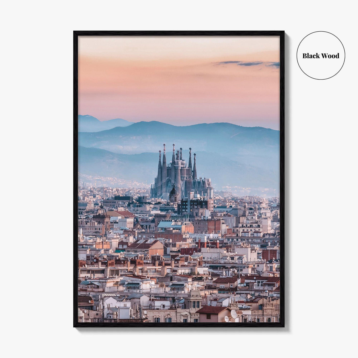 Barcelona Skyline Fine Art Photo Print, Sagrada Familia, Catalonia Spain Wall Decor Poster