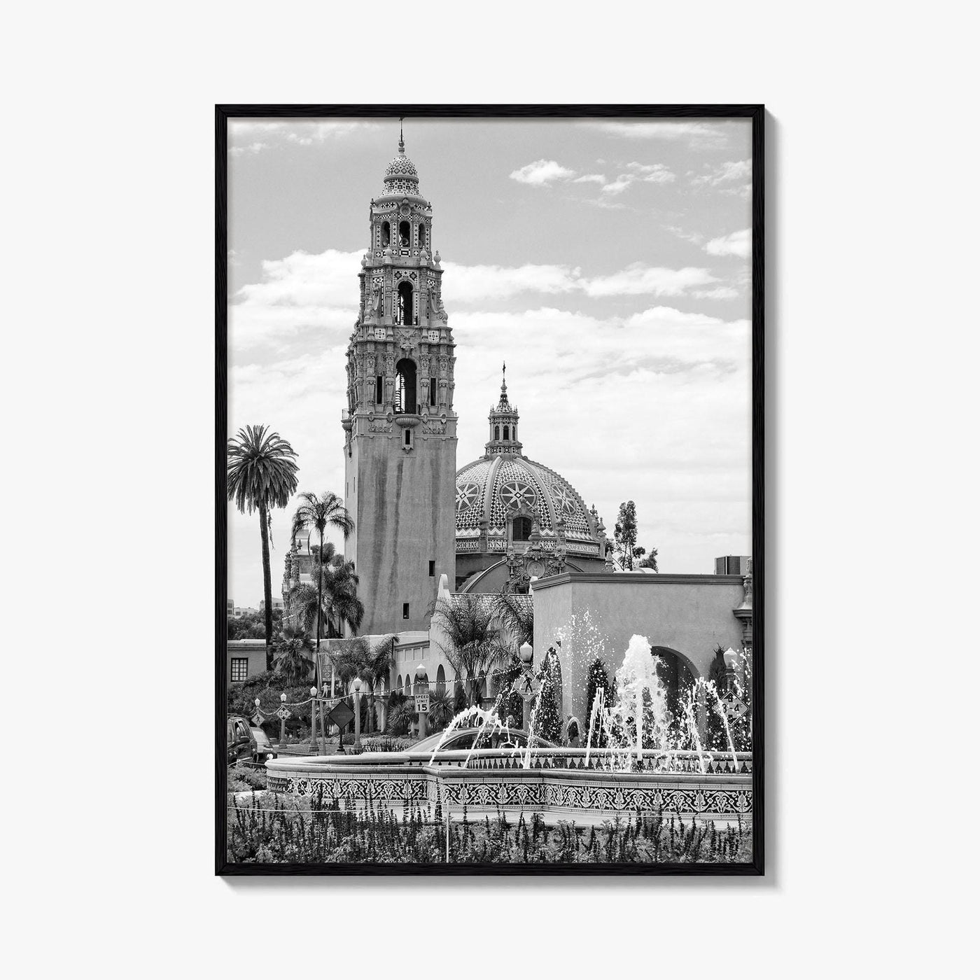 Balboa Park Black and White Fine Art Photo Print, San Diego Fountain, California Poster